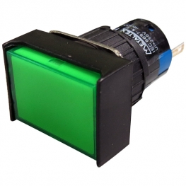 SINALEIRO RETANGULAR  LED 16MM   24VCC/CA - VERDE ( P16-PL7-G )