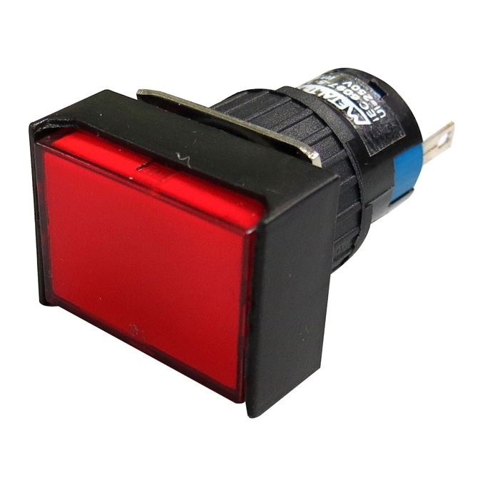 SINALEIRO RETANGULAR  LED 16MM   24VCC/CA - VERMELHO ( P16-PL7-R )