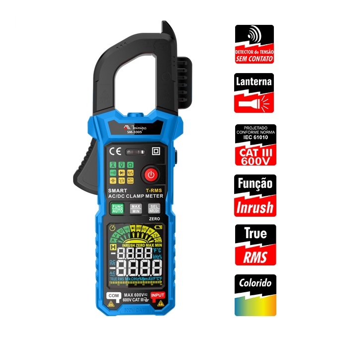 ALICATE AMPERIMETRO SMART - SM-3305 - TRUE RMS